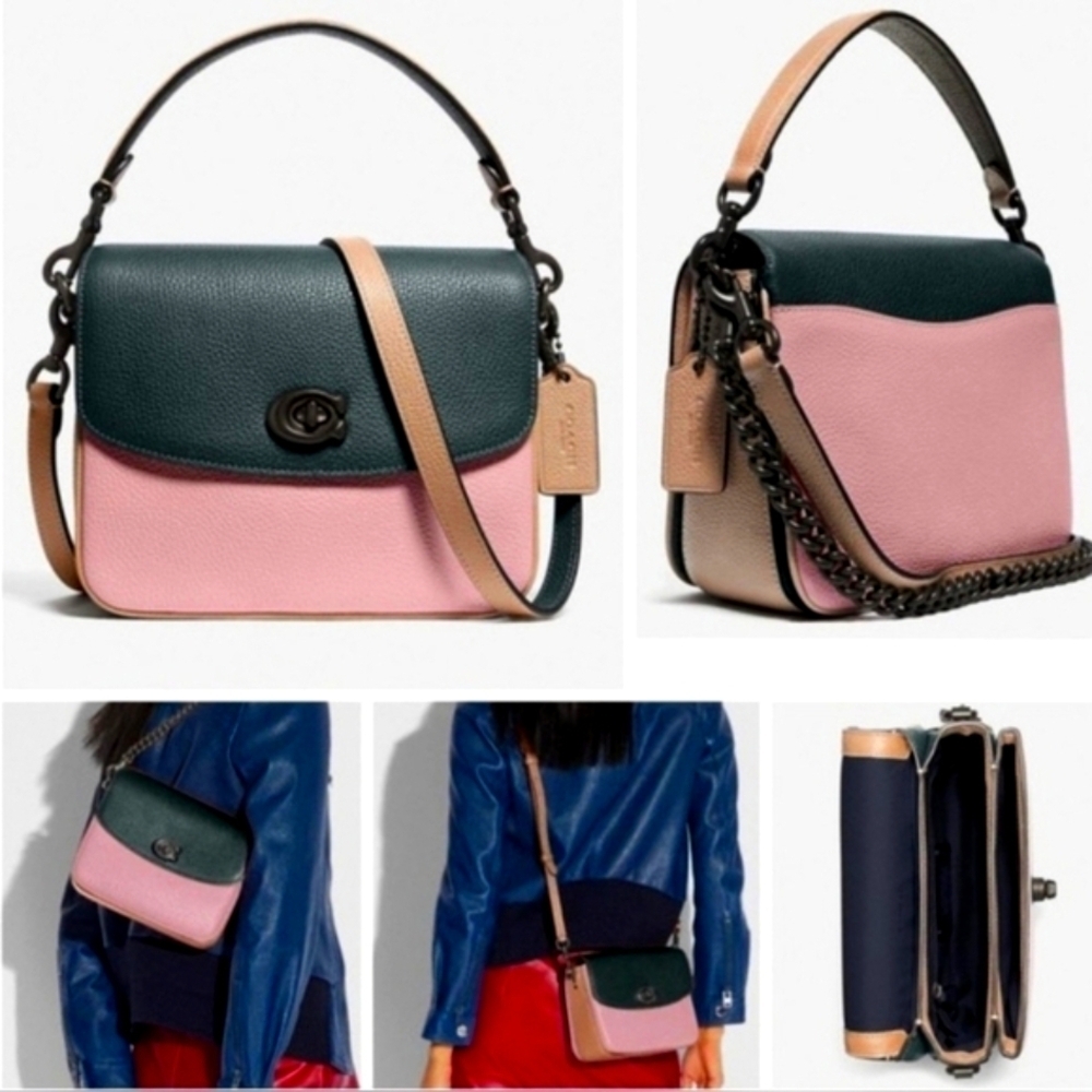 COACH 89088 CASSIE 19 HAND BAG COLORBLOCK‎ PINE GREEN AURORA MULTI CROSSBODY GUC